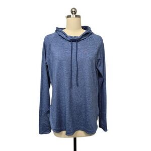Athleta Blue Heathered Long Sleeve Cowl Neck Hoodie Top Women's Size Medium